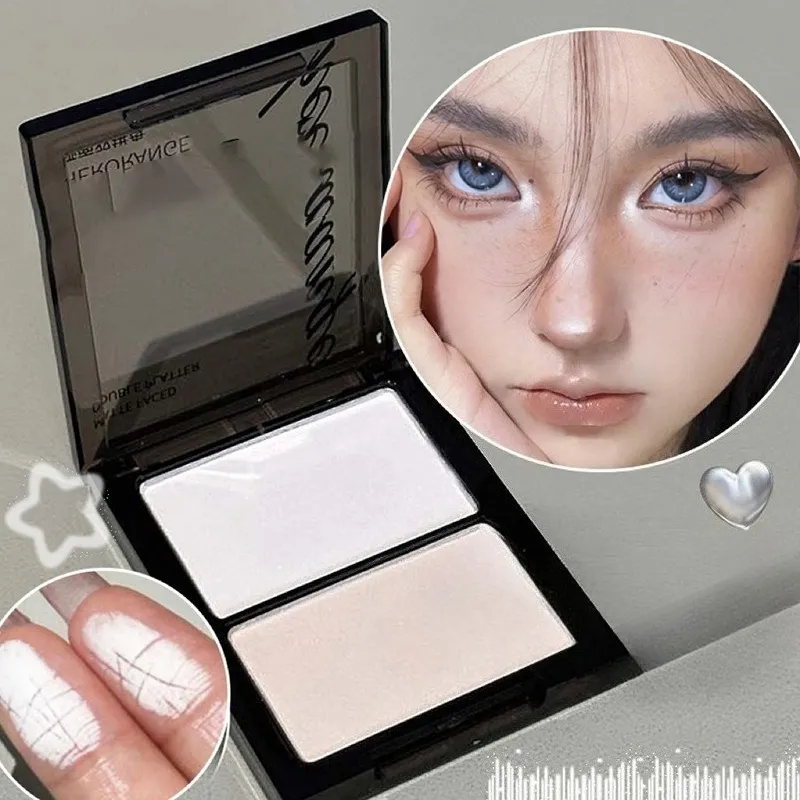 Two Color Highlight & Eye Shadow Powder Delicate Natural Lightweight Matte Finish Eyeshadow Soft Focus Face Brightening Makeup