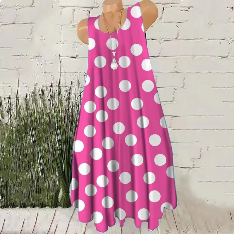 Round Dot Pattern Fashion Women Mini Dresses Summer Sleeveless 3D Printing Street Ladies Trend Dress 3XL Plus Size Casual Dress — image 9