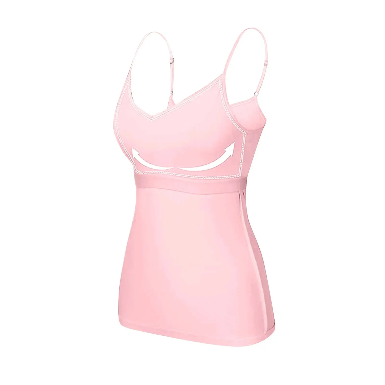 Women's Camisole With Bottom Chest Pad Sexy Oversized Underwear With Chest Pad Summer outerwear Solid color versatile camisas