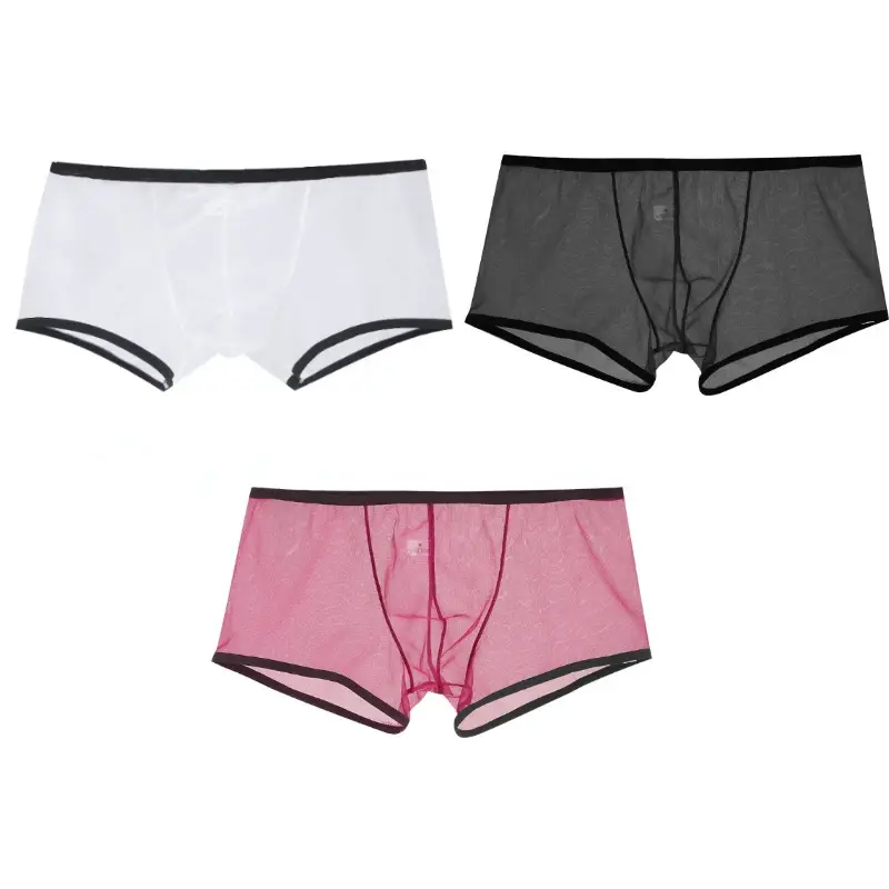 Men See Through Ultra-thin Boxer Briefs Shorts U Convex Pouch Underwear Panties Mesh Low Rise Transparent Qucik-Dry Underpants — image 3