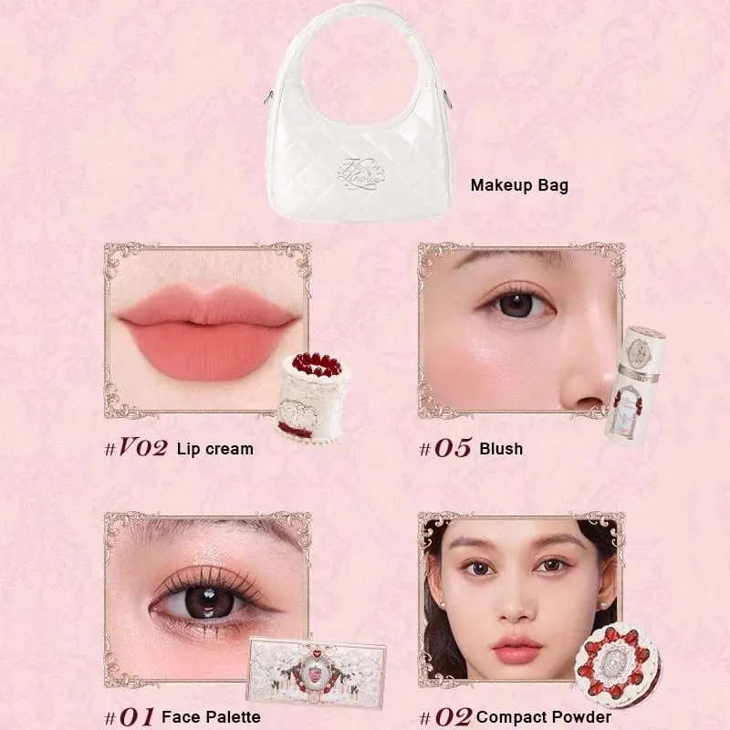 Flower Knows Strawberry Cupid Set trucco professionale per donna Kit completo Confezione regalo Ombretto Crema labbra Blush Set in polvere compatta — image 15