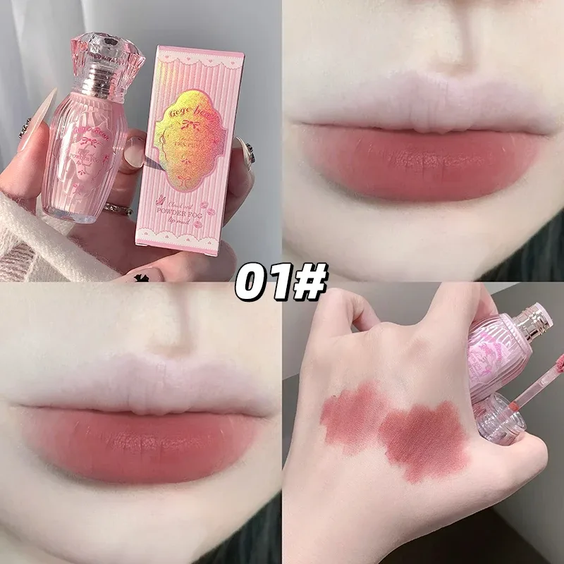 Gegebear powder lip mud matte lips low saturation white lipstick natural color no cup lasting makeup without fading — image 11