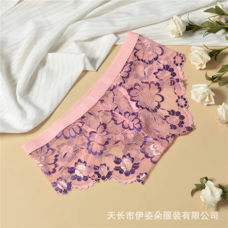 Renda sexy roupa interior suave dos homens bolsa calcinha perspectiva fina floral homem briefs tentação malha baixa ascensão respirável cuecas — image 14