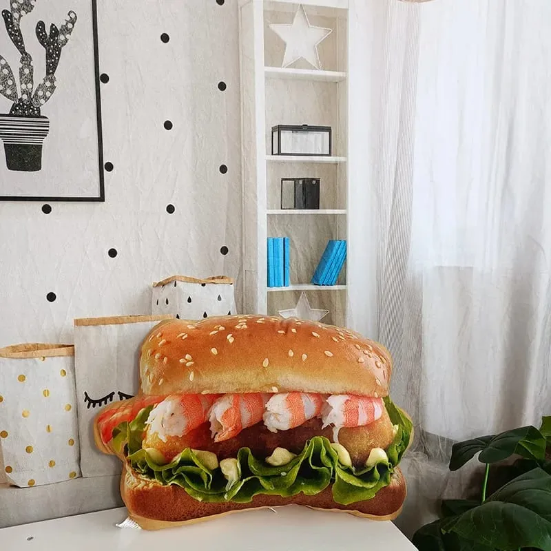 Travesseiro de hambúrguer de pelúcia realista, brinquedo de simulação, travesseiro de lance de hambúrguer de fast food com cobertor, almofada 2 em 1 — image 17