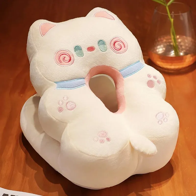 Ice Silk Plush Kawaii Sleeping Pillow Cartoon Cat Cushion for Office Chair Waist Backrest Cushion Sofa Home Decor Kid Gifts — image 4