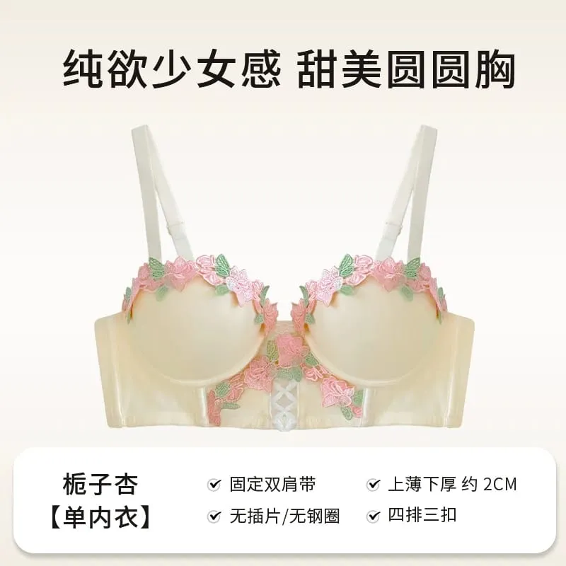 Tushy Viral Cute Bralette Wireless Summer Bra for Teens Anti Sagging Small Chest No Underwire Kawaii Style Lingerie Set