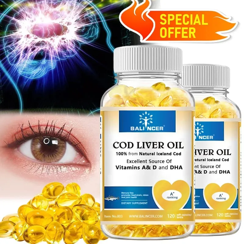 Cod Liver Oil Capsules Rich in Vitamin A D and DHA Help Maintain Healthy Skin Strong Brain and Bones and Improve Memory — image 6