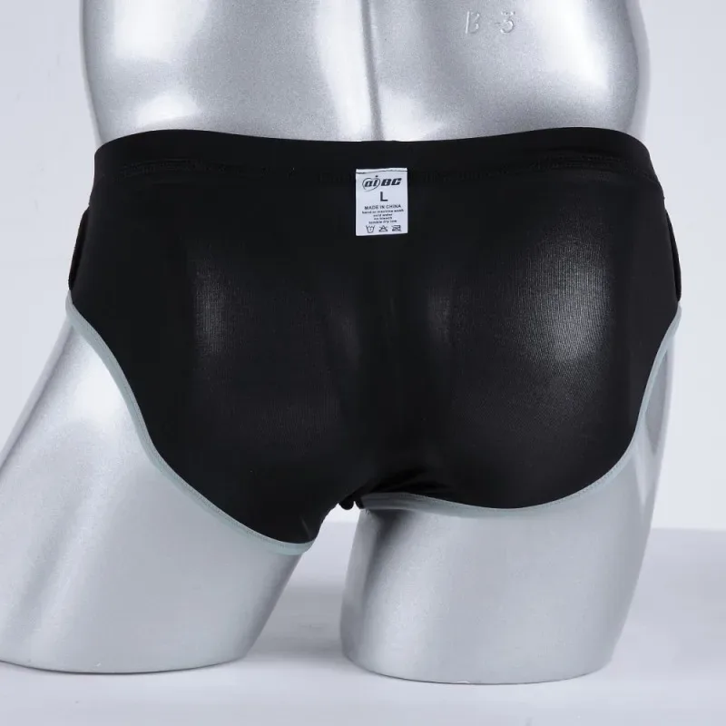 Men's Erotic Briefs Elephant Nose Open Sheath Bikini Gay Sexy Thin Ice Silk Penis Bulge Separate Elastic Quick Dry Sports Tangas — image 15