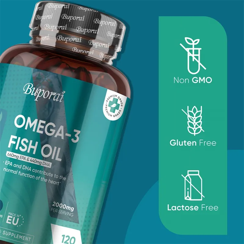 Omega 3 Fish Oil 2000mg - Helps Maintain Normal Brain Function and Healthy Vision Boosts Natural Energy and Improves Immunity