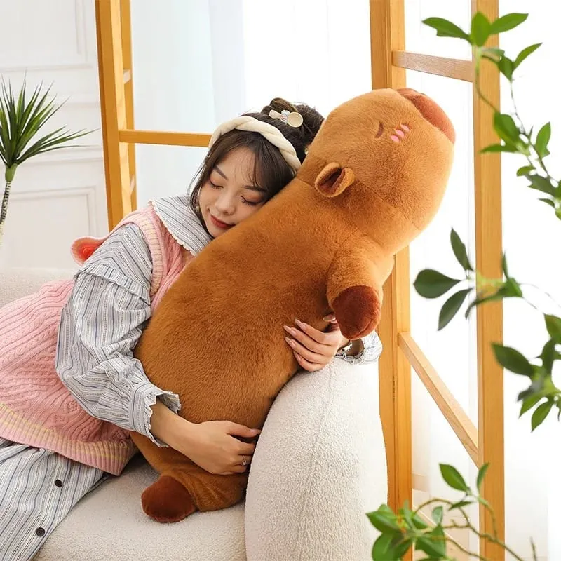 Kawaii Kapibara Peluş Yastık Uzun Vücut Yumuşak Dolması Hayvan Doll Sevimli Sevimli Yastık çekyat Uyku Şekerleme Ev Dekor — image 2