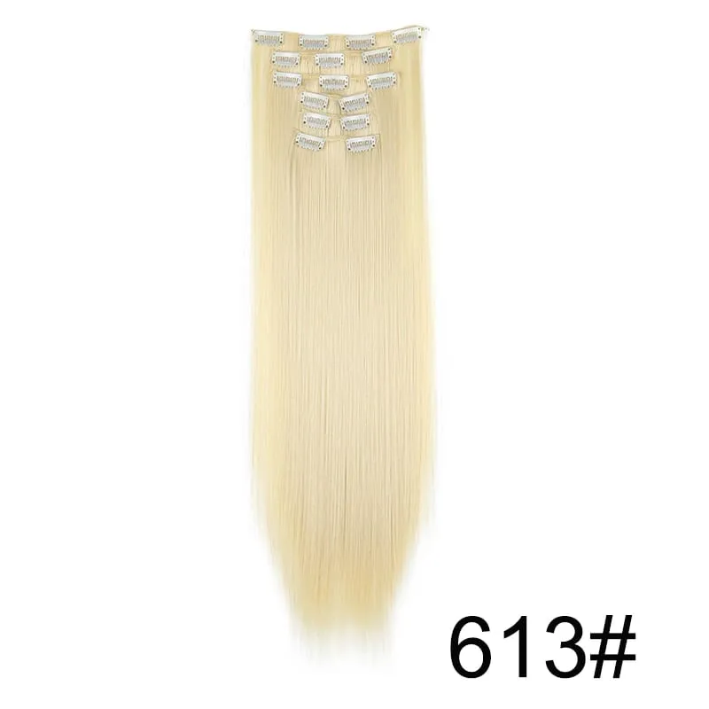 Synthetic 24Inch Hair Extension 6Pcs Long Straight Black Brown Blonde Heat-resistant Fiber Hairpiece for Women — image 26