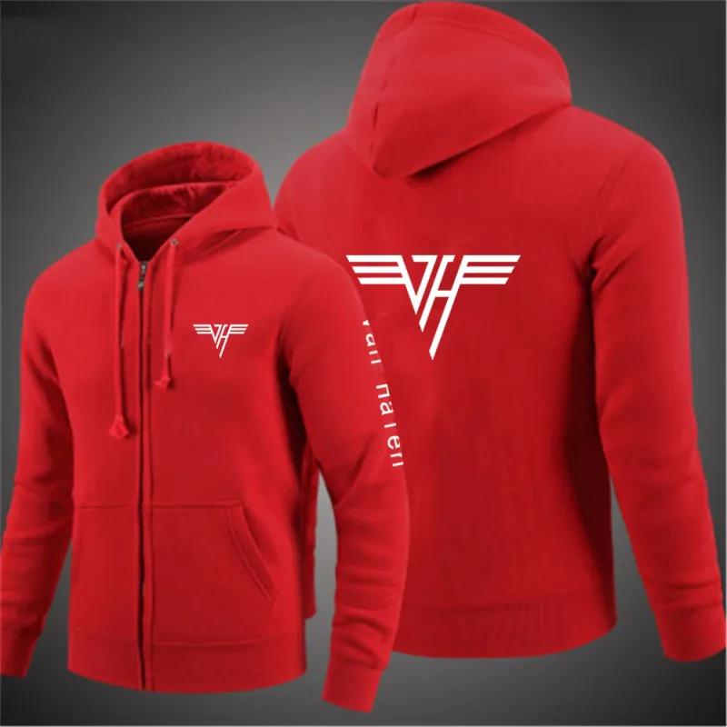 2024 Spring Autumn Van Halen Logo Printing Solid Color Classic Hooded Hoodies Men's Trendy Sports Casual Long Sleeve Loose Coat — image 9