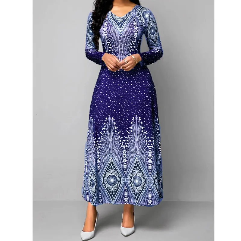 Women New Loose Boho Vintage Ruffles Befree Spring Elegant Party 5XL Dress Large Big Summer Party Maxi Dresses — image 9