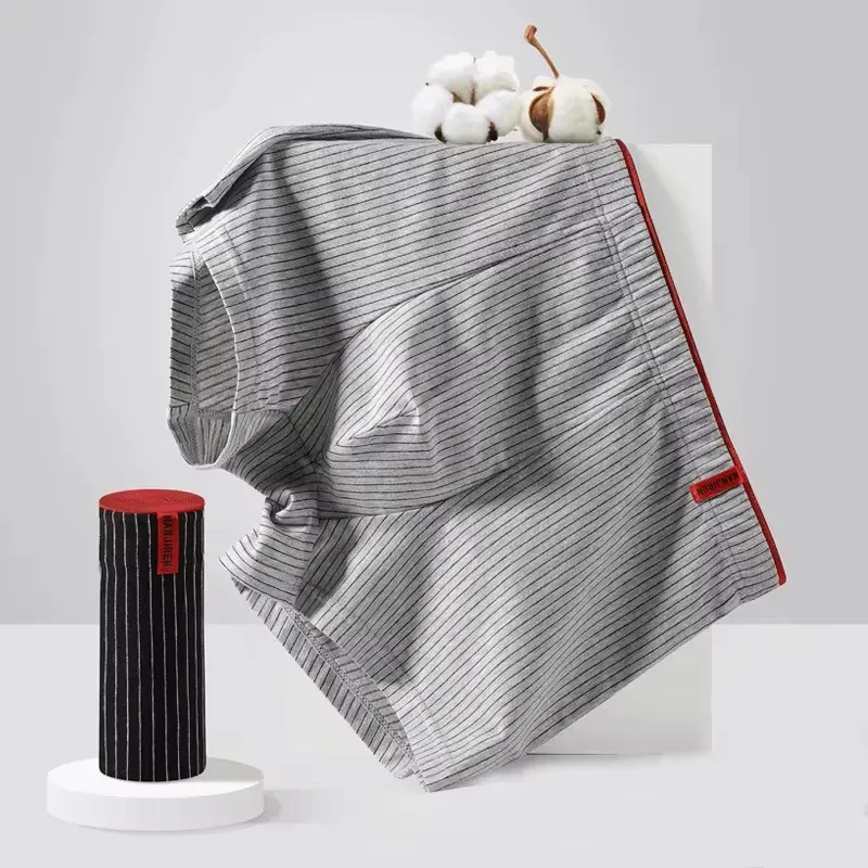 4Pcs Men's Cotton Boxer Shorts High Elastic Male Boxer Underwear Head Underpants Youth Middle-Aged Men's Boxer — image 2