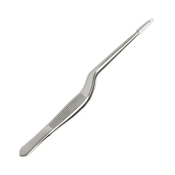 5.5-Inch Mini Kitchen Cooking Tweezers Stainless Steel Precision Plating Tongs Offset Tip for Food Styling Cake Decor