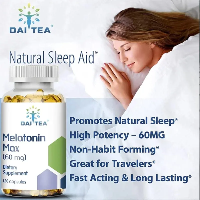 Melatonin MAX (60 Mg) Quick Dissolve Capsules - Fall Asleep Faster Promote Deep Sleep and Rest Easy To Take Immune Health — image 5