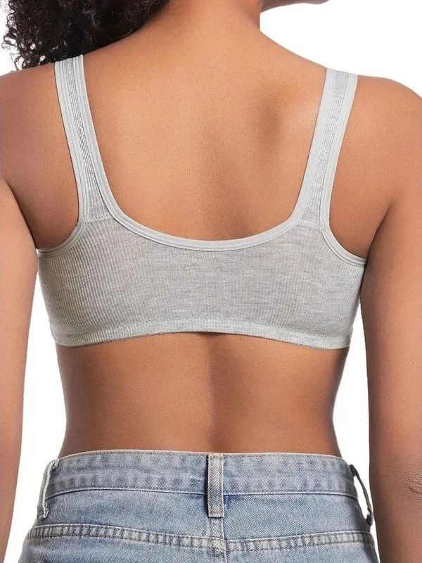 Women's Bra Wire-Free Front Closure Solid Color Full Coverage Fixed Cups Women Seamless Large Size Comfort Underwear — image 1