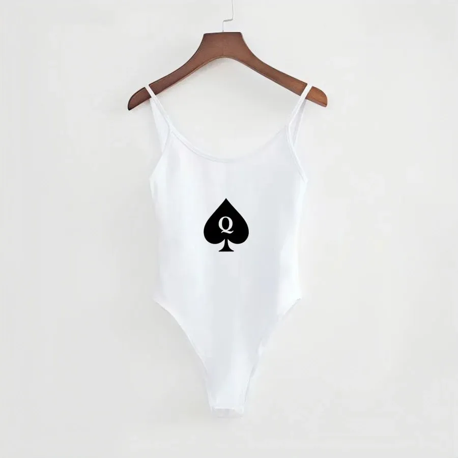 Queen of Spades Sexy Backless U-Shaped Camisole Top Solid Color Triangle Tight Jumpsuit — image 6