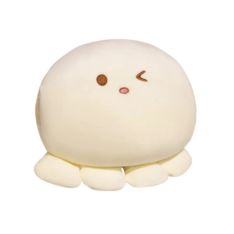 Oreiller en peluche poulpe doux de 35cm, en forme de boule, Animal aquatique, mains chaudes avec trous, plus chaud, visage mignon, Support du dos — image 5