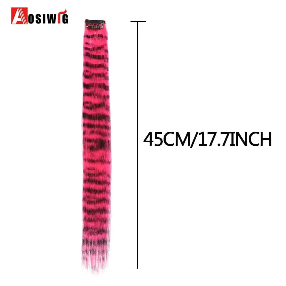 Feather Hair Extensions Purple Red Grey Synthetic Clip In Hair Feather Colorful False Hair Extension Mixed Color Straight Hair — image 4