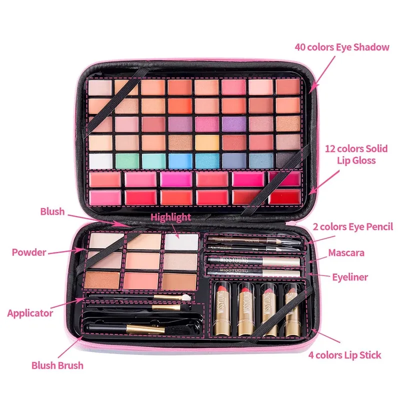 Multifunctional All-in-One Makeup Palette Blush Eyeshadow Lip Gloss Highlighter Lipstick Long Lasting Portable Daily Cosmetics — image 4