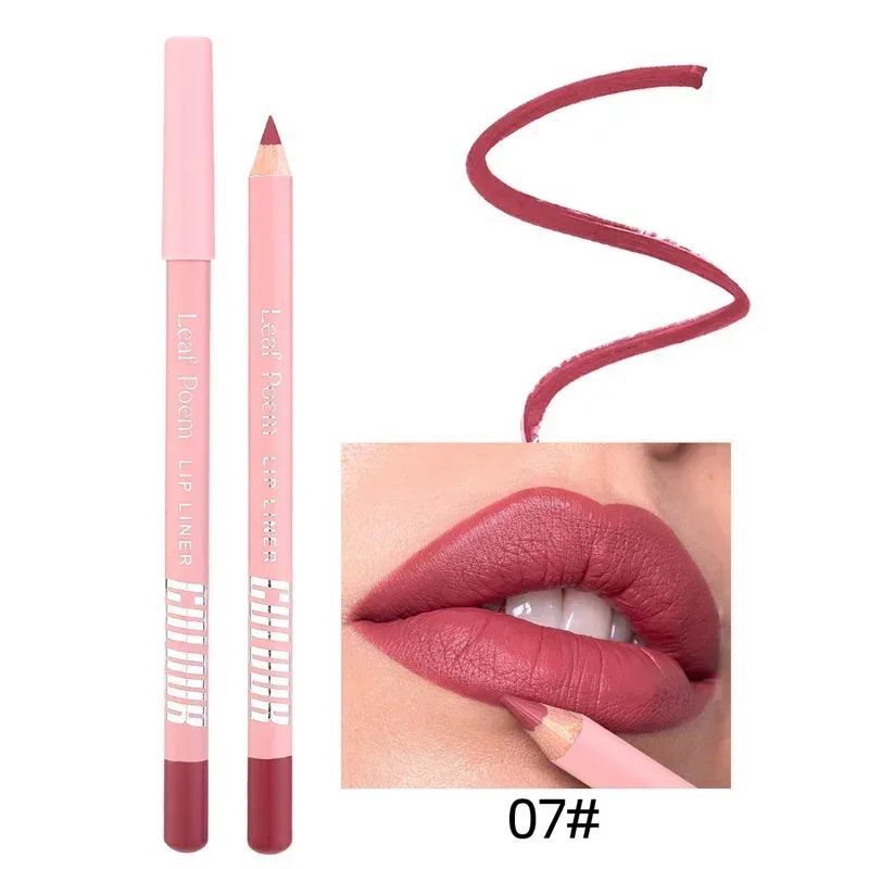12-Color Waterproof Matte Lip Liner Pencil Lasting Smudge-Proof Lipliner Non-Transfer Formula Precise Outline Lip Pencil Makeup