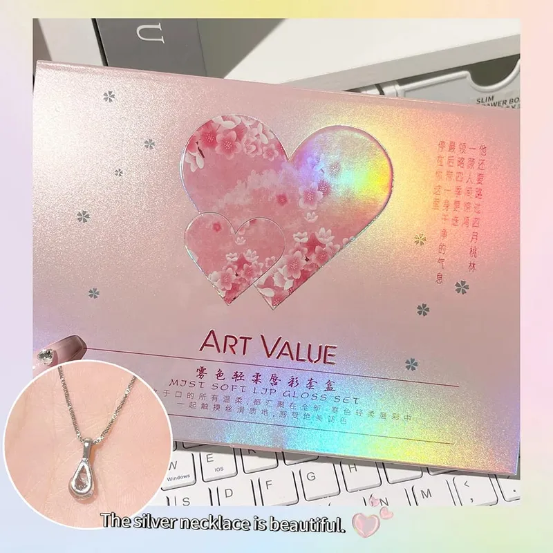 ART VALUE Lips Makeup Sets Include 5 Matte Liquid Lipstick And 1 Lip Balm Oil Nourishing Glitter Lipgloss With Necklace Gift — image 6