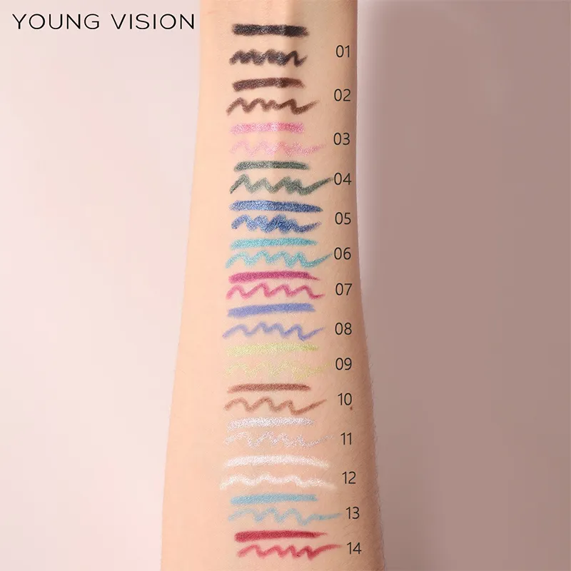 3pcs Pearlescent Eyeliner Pencil Blue Green Purple Multifunctional Eyeshadow Pencil Waterproof High Pigment Eye Liner Makeup