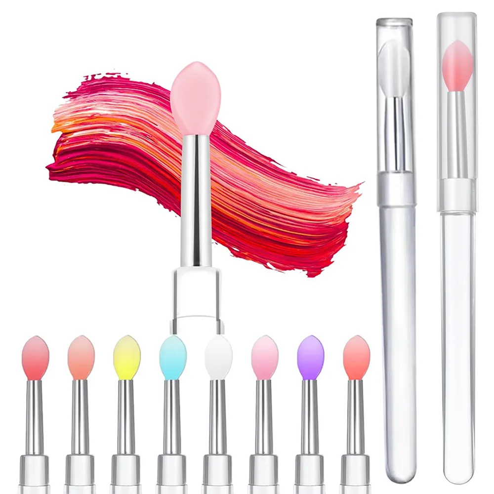 3/15 個のシリコーンリップマスクアプリケーター再利用可能なリップブラシ透明口紅ツールリップグロスアイシャドウブラシメイクアップツール