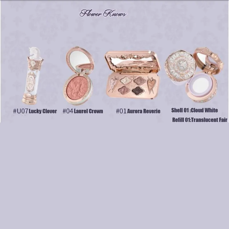 Flower Knows Strawberry Rococo Series Makeup Set Glitter Matte Eyeshadow Palette Blusher Power Velvet Lipstick Kit Perfume Set