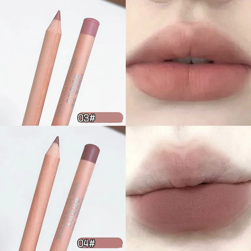 Wooden Matte Lip Liner Pencil Long Lasting Waterproof Nude Low Saturation Lip Pencil Natural Contour Lip Makeup for Beginners — image 10