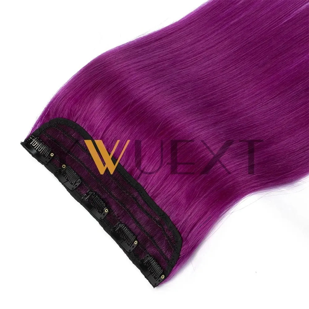 Light Weight Clip in Human Hair One Piece Fancy Colors 9 inches Width with 5 Clips Natural Straight Clip in Hairpiece 12''-20''