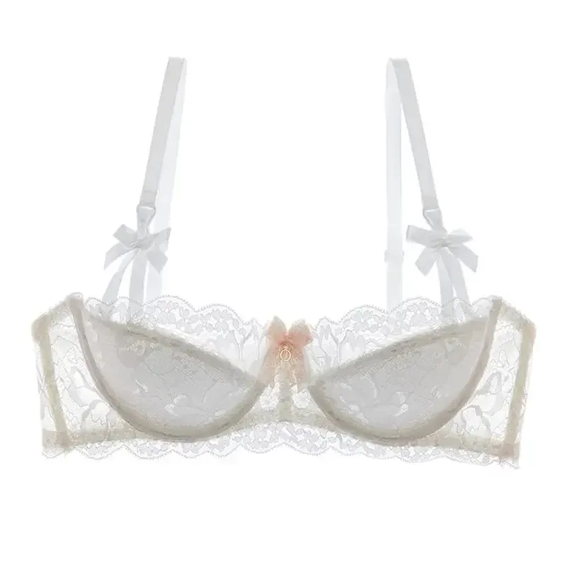 Rabbit Ear AB Cup Pure Desire Girl Bra Set | Pull-up Bra with Bow | Breathable French lace Bra | Anti-slip Cup Date Night — image 9