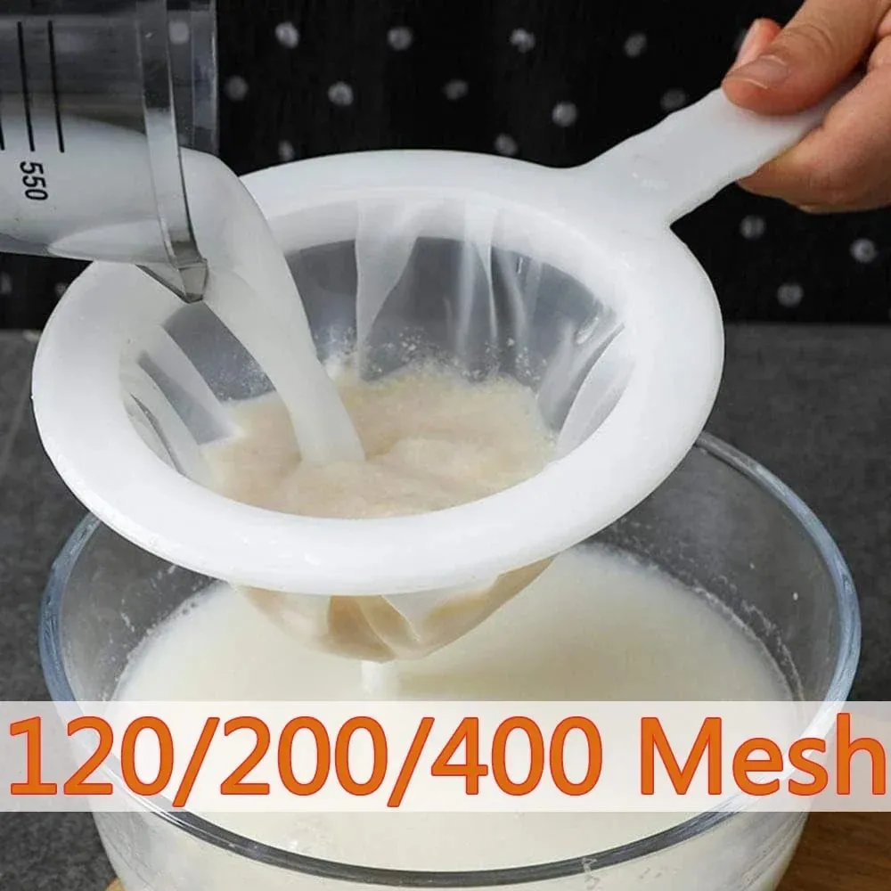 120 200 400 Mesh Kitchen Ultra-Fine Nylon Mesh Strainer Plastic Sieve Filter Spoon For Soy Milk Coffee Milk Yogurt Juice — image 2