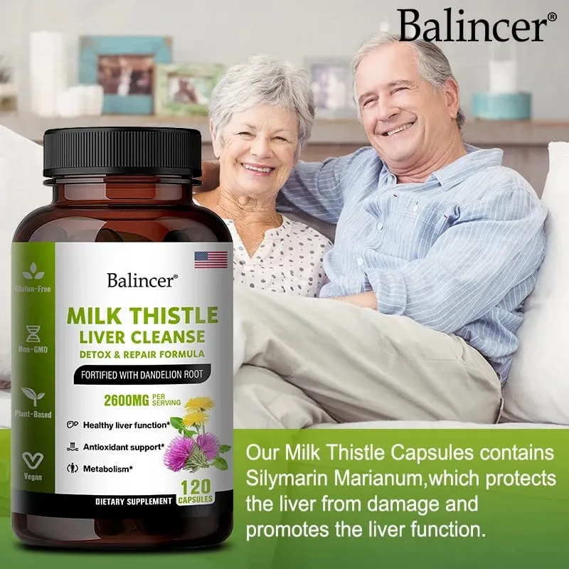 Milk Thistle Extract Capsules with Dandelion for A Detox Cleansing Liver Support and Repair Formula Help Digestion Non-GMO — image 2