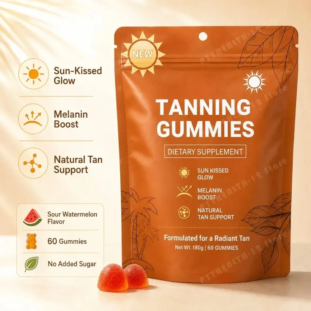 Gummies abbronzanti per donne Supporto abbronzante senza sole Supporto vegano senza zucchero Non OGM Astaxantina e licopene 60 conteggi — image 2