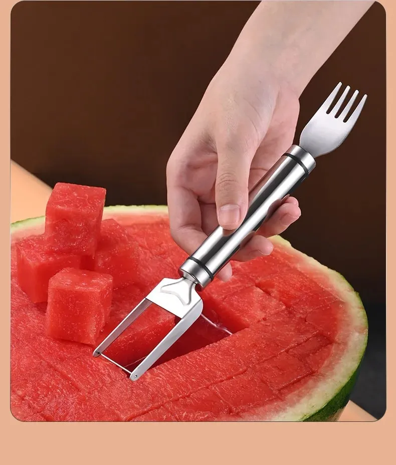 Stainless Steel Watermelon Cutting Tool Functional Watermelon Fork Slicer Slicing Tool for Melons Fruit Fork Kitchen Gadgets — image 8