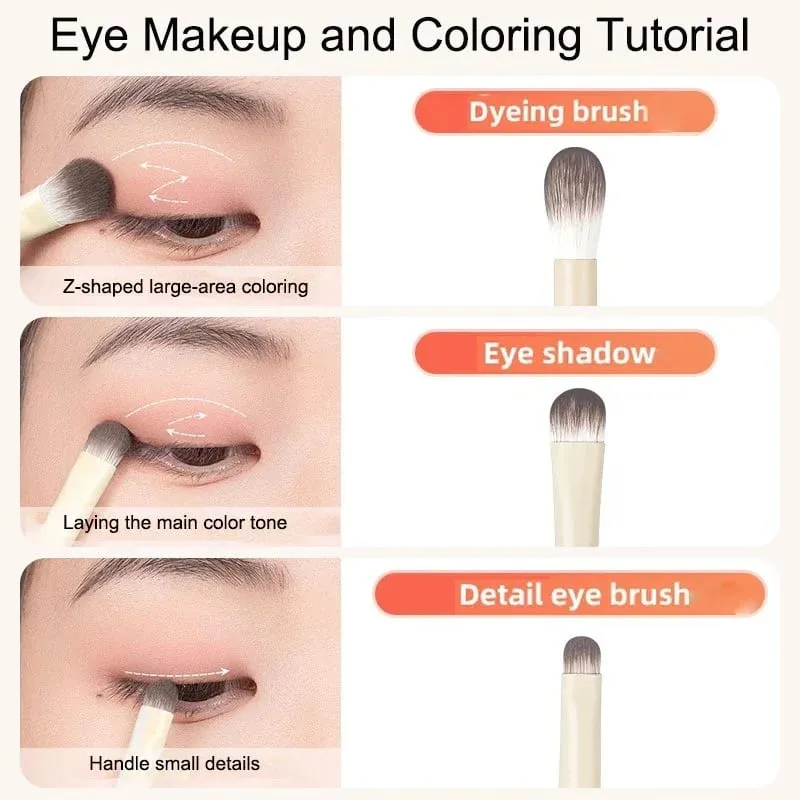 5/6/8/10pcs Natural Eye Makeup Brushes Set Detalye Eyeshadow Brush Makeup Brush White Ultra Soft Eyeshadow Eyeliner Makeup Tool — image 4