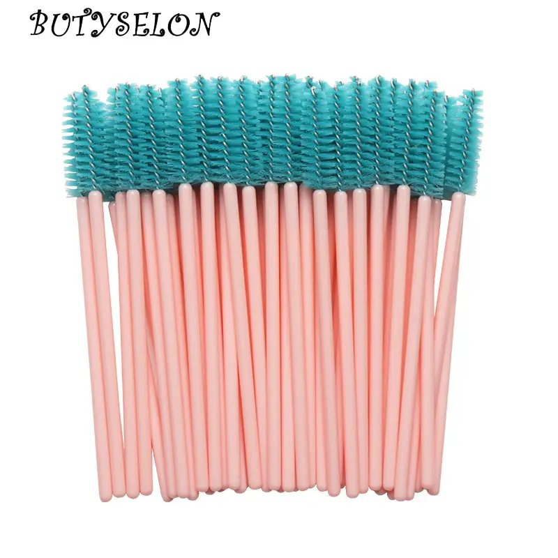 50pcs Disposable Nylon Mascara Wands Blue Handle Brushes Lashes Makeup Brushes Eyelash Extension Tools — image 1