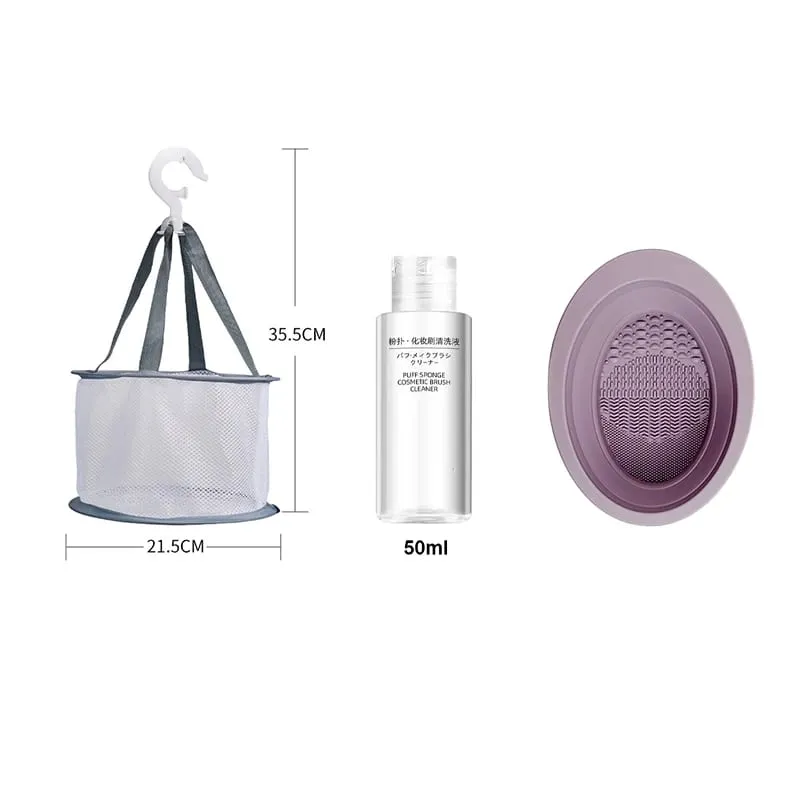 Makeup Brushes Sponge Blender Puff Cleaner Make Up Tools Washing Cleaning Liquid Bowl Air Drying Net Set For Powder Eyeshadow — image 4