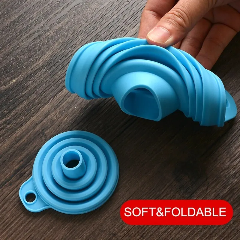 Silicone Funnel Gel Foldable Collapsible Fill Hopper S/L for Kitchen Jar Bottle Feeder Wine Auto Engine Oil Petrol Transfer — image 4
