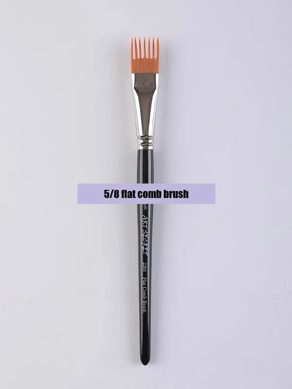 Professional 5 pcs Flat Comb Brush Nylon Paint Drawing Brushes Oil Artists Painting Brush Set For Artists Student