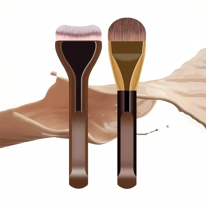 2pcs Foundation Makeup Brushes Set Ultra Thin Top Mask Brush For Liquid Cream Cosmetics Blending Beauty Tool Premium Gift — image 5