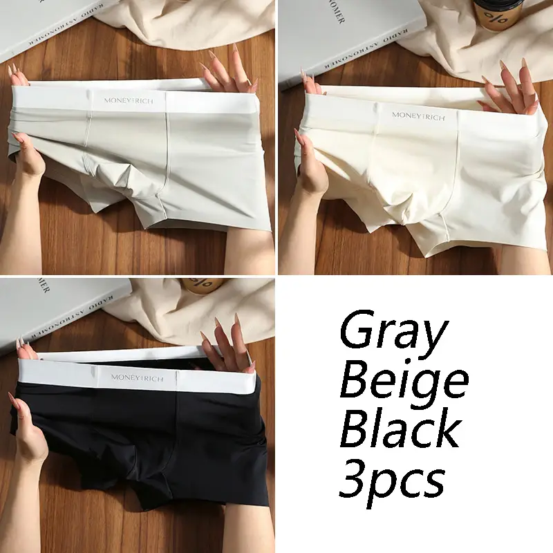 [Bloom the love] New MONEY&RICH 1pcs/3pcs Boxer Men Underwear Hot Solid Underpants Boxershort Mens Boxers Man Size L-3XL HS4038