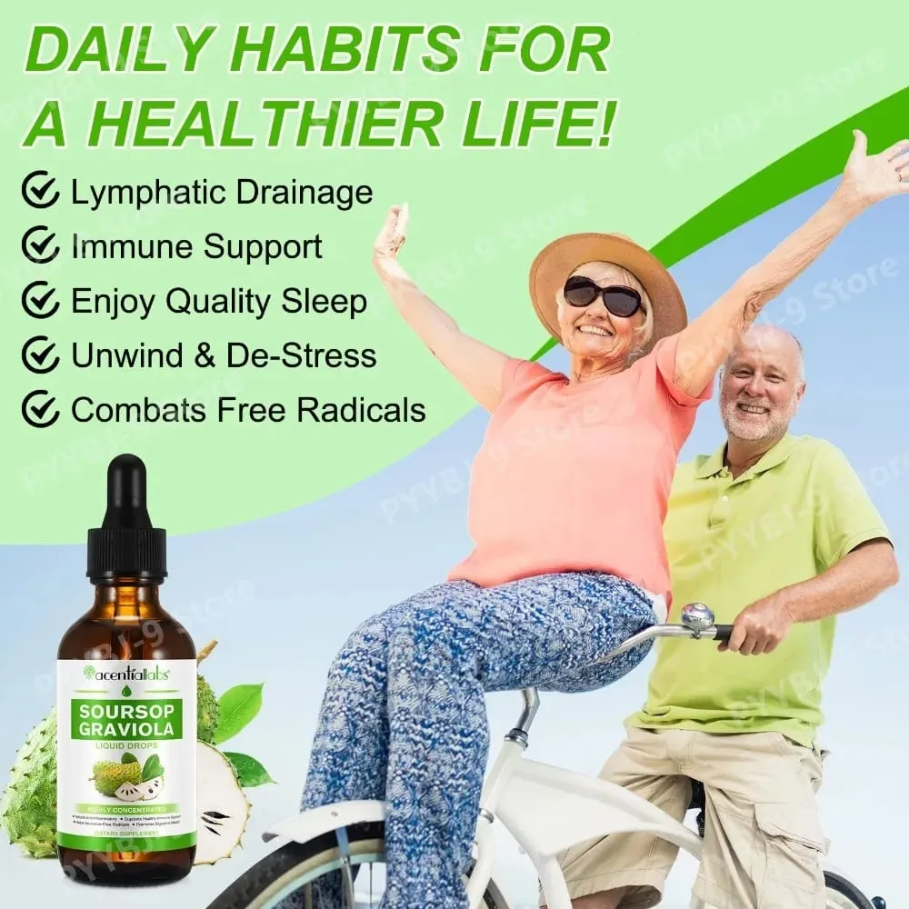 Acentiallabs Hot Sale 60ml Soursop Bitter Liquid Drops Dietary Supplements 100% Pure Organic Soursop Graviola Extract for Adlut — image 2