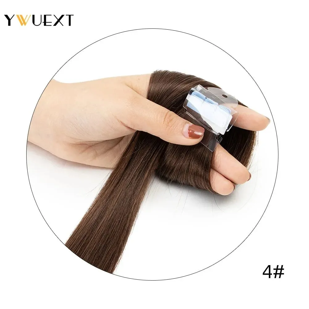 Mini Tape in Human Hair Extensions Straight Natural Black 1B# Machine Made Remy Hair 10pcs/pack Invisible Tape Hair — image 9
