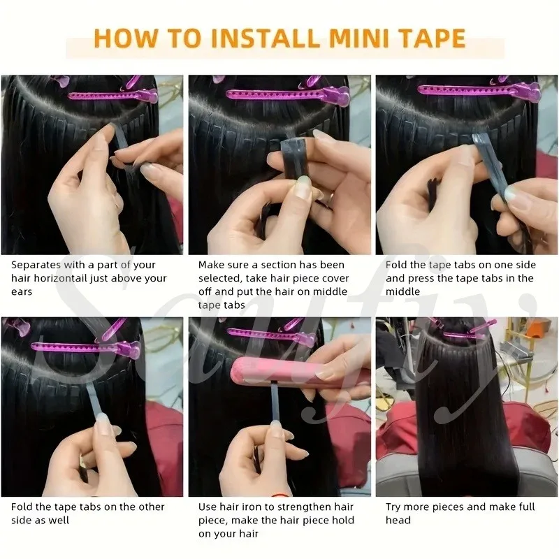 12-20 Zoll Balayge Blonde Mini-Tape-in-Echthaarverlängerungen, doppelseitig, unsichtbar, nahtlos, Tape-Ins-Haar, 10 Stück/Packung, natürlich, gerade, schwarz-blond, Balayge-braun, Mini-Tape-in-Haarverlängerungen