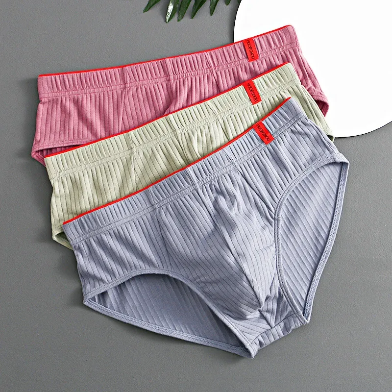 1/3 pièces hommes slips taille moyenne élastique doux respirant Anti-septique U convexe rayé couleur unie décontracté hommes caleçons sous-vêtements hommes — image 21