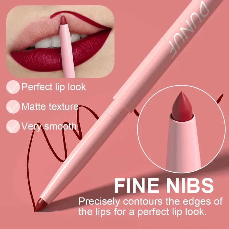 6pcs Matte Lip Liner Set Nude Brown Smooth Rose Red Pigmented Long Lasting Rotatable Lipstick Pencil Kit for Smooth Finish — image 4