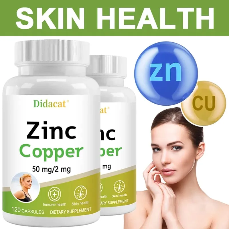 Zinc and Copper Dietary Supplement 120 Capsules Mineral and Antioxidant Supplement Immunity and Mood Supports Skin Health — image 3